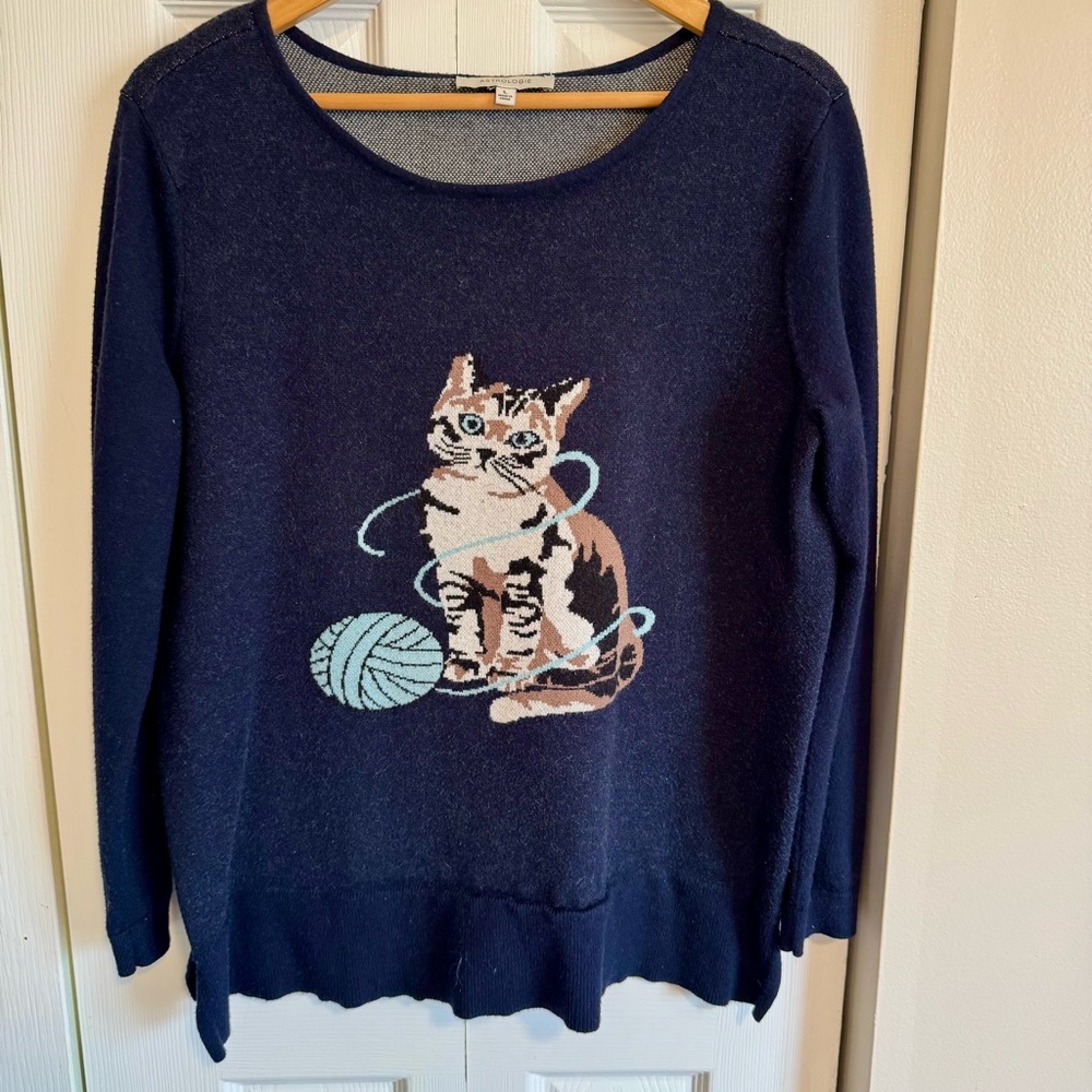 Astrologie Navy Cat Intarsia Sweater - Size L - Picture 3 of 9